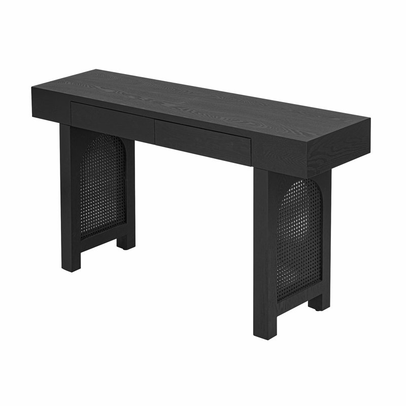 Accent Console Table With Storage Drawers, Black