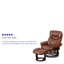 Contemporary Multi-Position Recliner and Curved Ottoman with Swivel Mahogany Wood Base-876437038