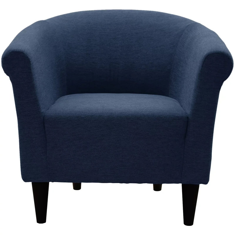Liam Upholstered Barrel Chair, Toulan Sapphire Twill