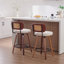 Ensemble de 2 tabourets de bar à hauteur de comptoir de 26 pouces - noir noyer, dossier en rotin de canne, siège rembourré en lin beige, conception pivotante pour îlot de cuisine / bar / comptoir-83200629