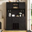 White/Black Tall Kitchen Cabinet with 4 Doors & 2 Drawers, Adjustable Shelves & Wine Rack, Sideboard for Kitchen/Living Room Storage-124940586