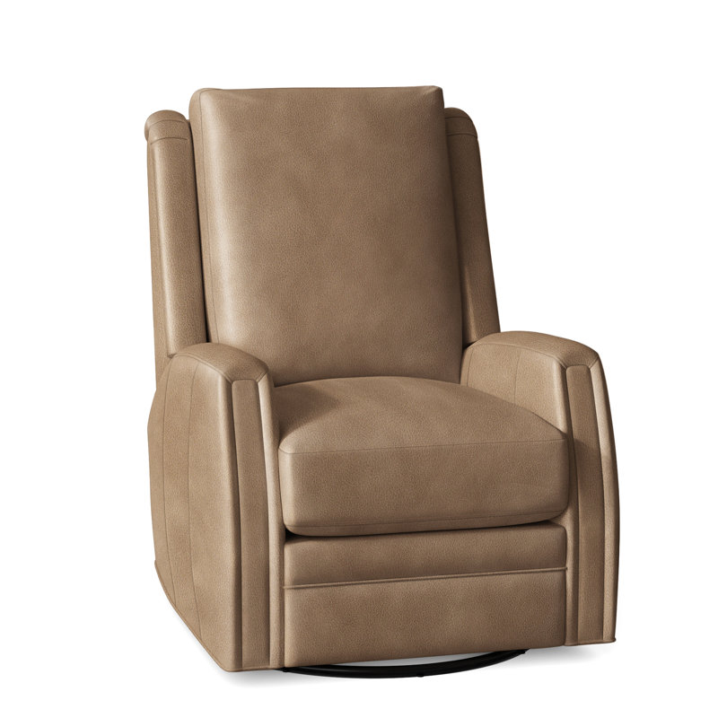 Lockhart Recliner, Swivel Glider with Manual Recline & Inside Release, No Nailhead, Alpine Dark Grey Genuine Leather