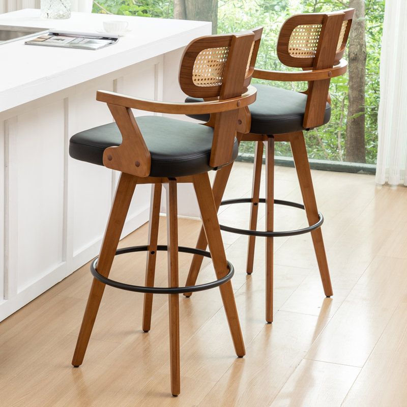 Tabourets de bar pivotants rembourrés, Noir, Tabouret de bar (siège d'une hauteur de 30,31 po)