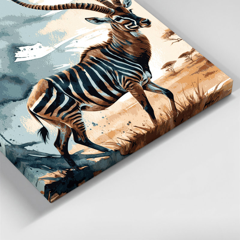 Faune, art mural sur toile beige Kudu, H 12 po x l 18 po