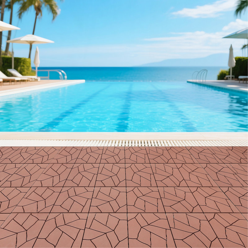 Stone Style 12" Deck Tiles, Red/Brown