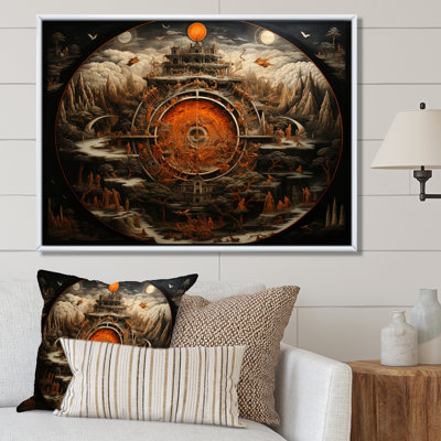 " Orange Beige Buddhism Wheel Of Life "
