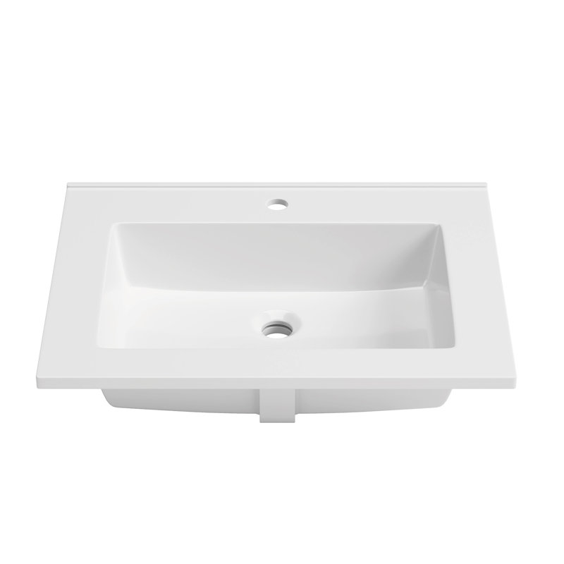 25" Solid Surface Composite Bathroom Vanity Top with Overflow and Single-Hole
