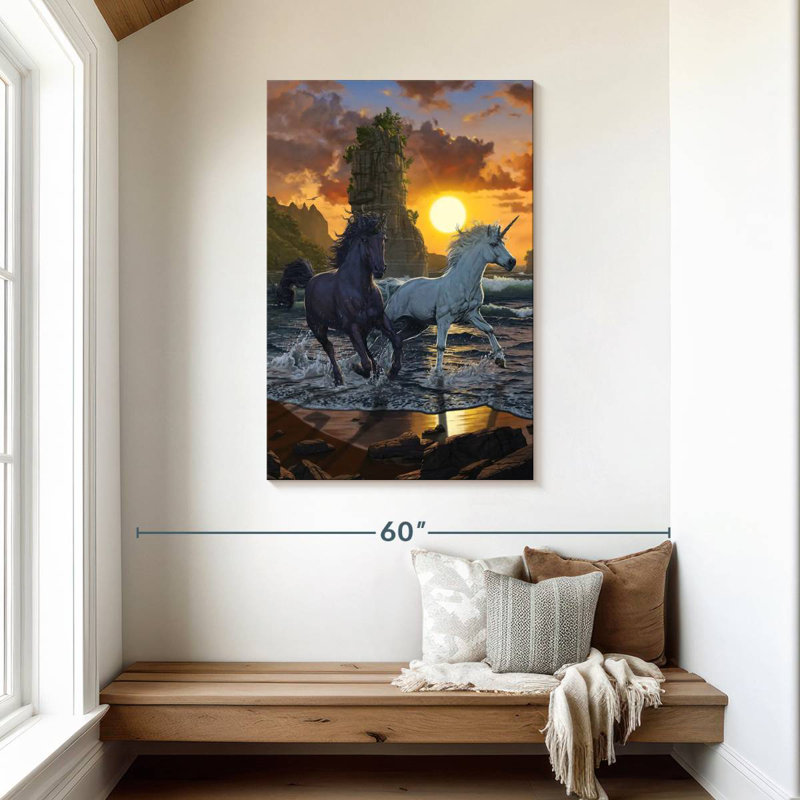 Brampt Unicorns In Sunset, 45" H x 30" W