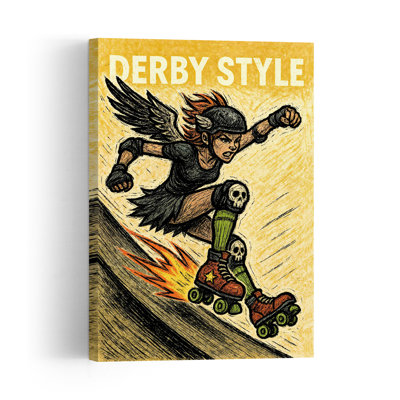 Fierce Derby Skater Retro Vintage Wall Art Print 1 Piece Wrapped Canvas Wall Art