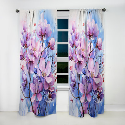 Tortelli - Rideau obscurcissant floral lilas - 1 panneau