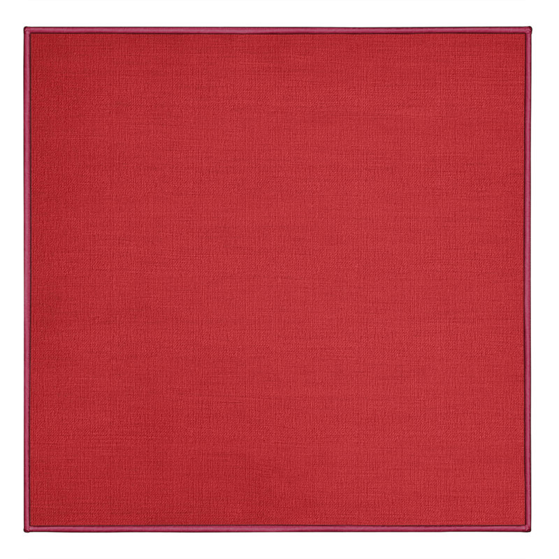 Machine Washable Solid Red Area Rug, Square 4'