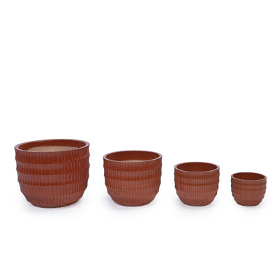 Indoor/Outdoor Modern Ceramic Pot Planter with Drainage Hole(Set of 4)