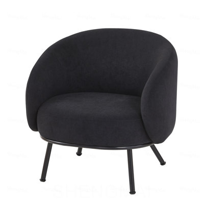 Fauteuil d'appoint en velours, fauteuil capitonné de style tonneau avec pieds en métal, fauteuil confortable une place pour salon ou chambre à coucher