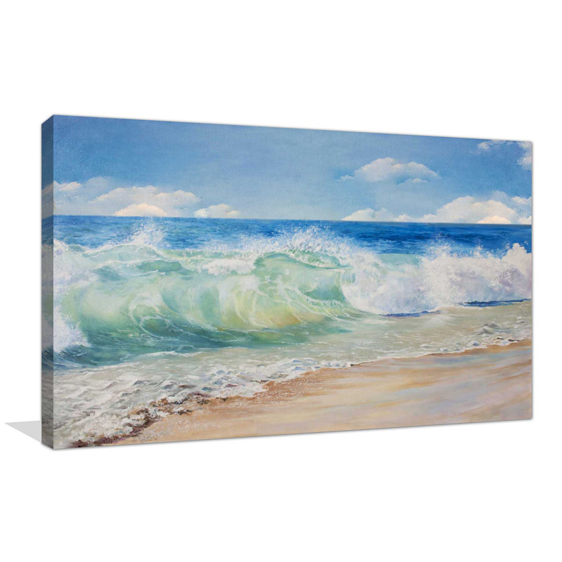 « paint waves on beach », reproduction d’impression sur toile tendue, H 18 po x l 30 po x P 1 po