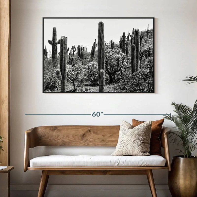 Black Arizona - Amazing Cactus I, 46" X 31", Floating Frame Black