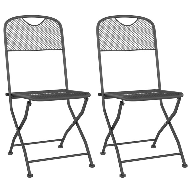 Folding Patio Chairs Expanded Metal Mesh Anthracite, 2