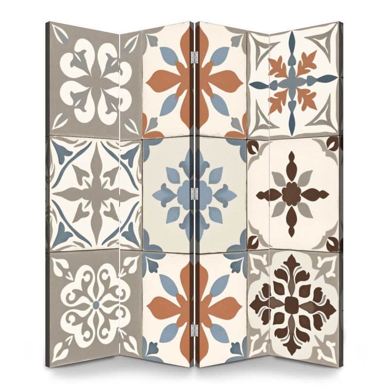 Paravent mexicain 4 panneaux paravent Royal Floral, 4, 71" H x 64" W x 1" D