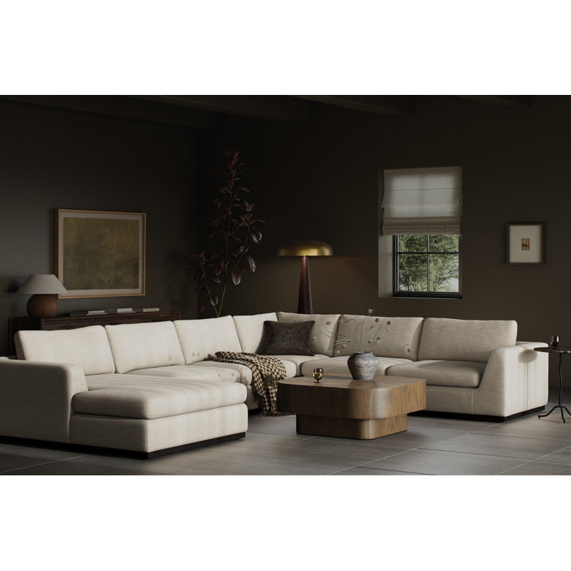 Colt 4pc Laf Sectional-savoy Parchment-aged Sienna, Savoy Parchment Polyester Blend, Left Hand Facing