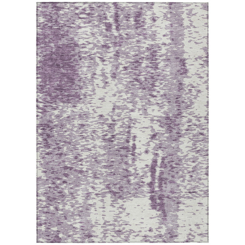 Tapis intérieur lavable abstrait lavande et ivoire 3 pi x 5 pi