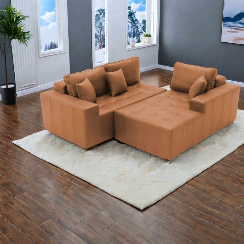 Canapé modulaire à compression, méridienne droite en similicuir 108,27 pouces, appartement moderne