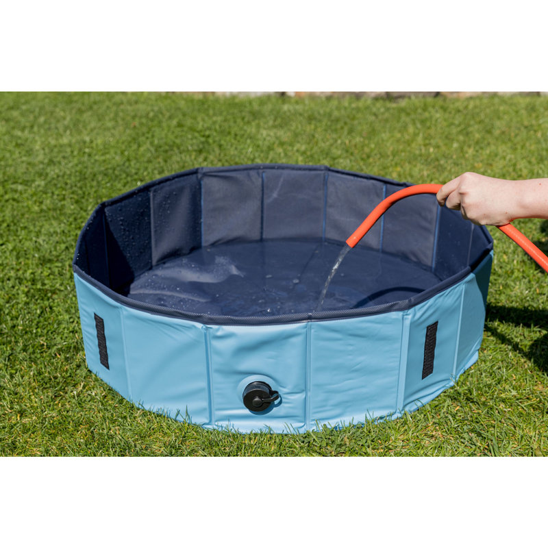 Trixie Splash pour chien, parc pliable, baignoire avec bonde et sac de transport, bleu, H 8 po x l 32 po x P 32 po