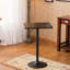 Table de bar à hauteur réglable avec plateau carré noir et 2 tabourets pivotants en cuir pivotant pour le bureau