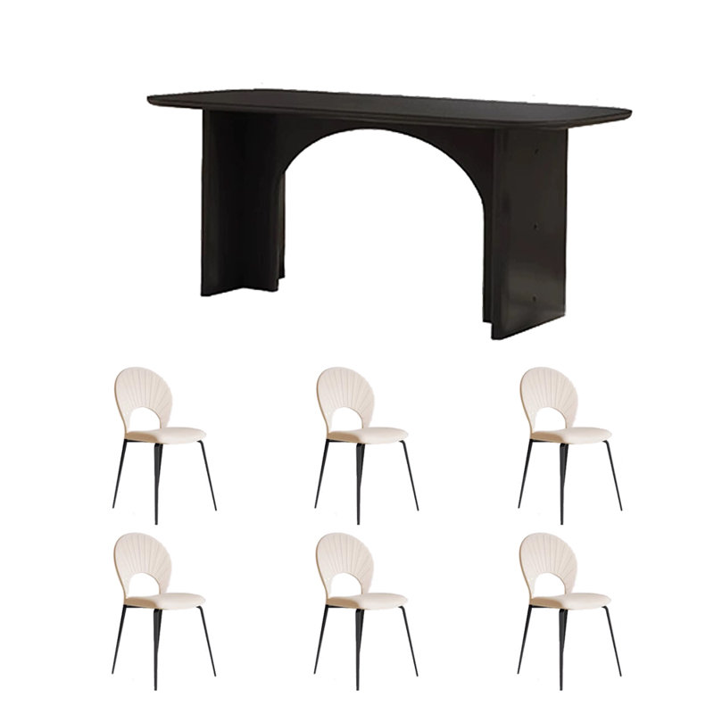 Combinaison table et chaises de style crème, H 29,9 po x L 70,8 po x l 31,4 po, Noir