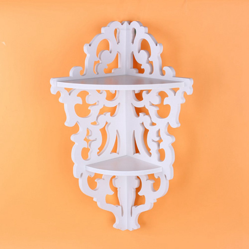 Étagère d'angle de douche à 2 niveaux, sculptée, blanche, pour salle de bain.
