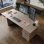Light-coffee Rectangular Hight adjustable Manufactured Wood + Carbon Steel 3 drawers desk