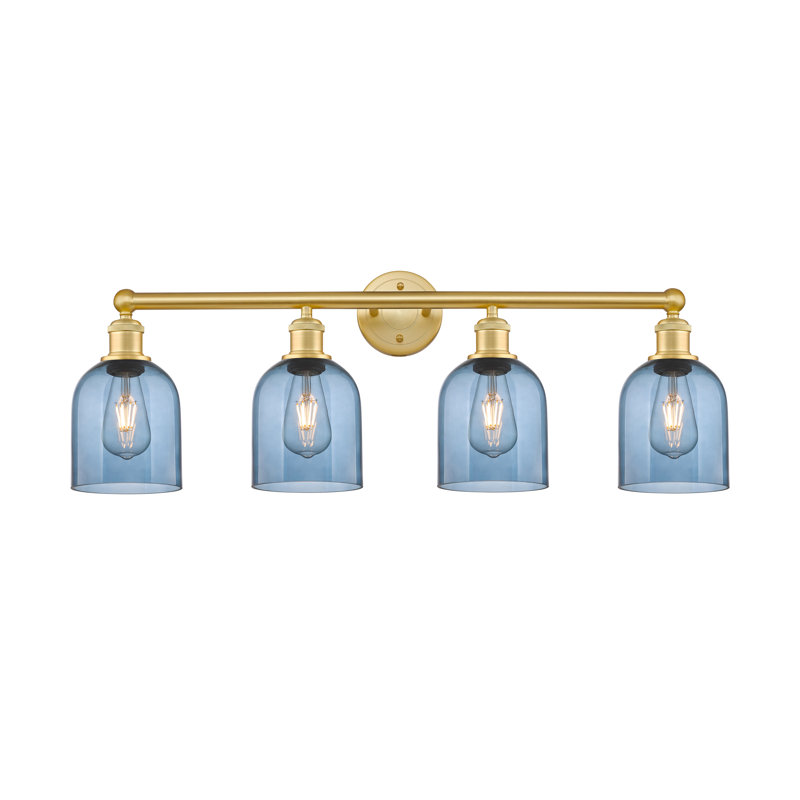 Éclairage pour salle de bain 4 lumières Bella, Bleu princesse, Or satiné