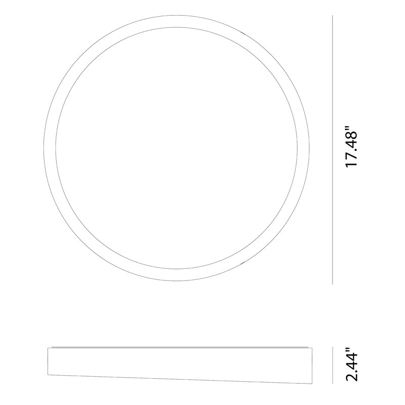 Plafonnier encastré 1 lumière DEL 25,67 po, H 2,4 po x l 17,4 po x P 17,4 po