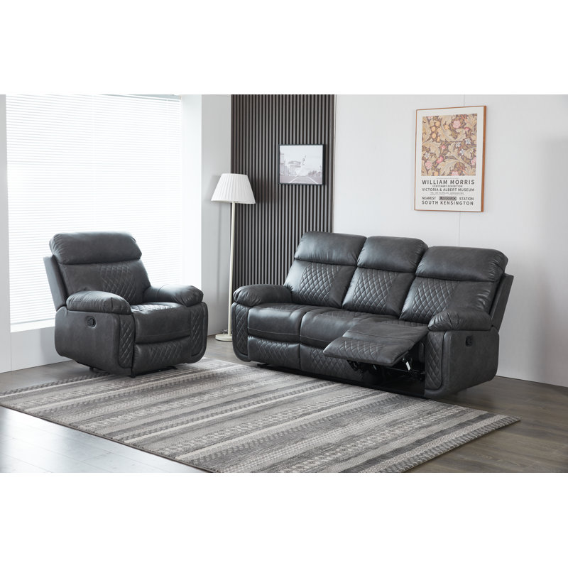 Ensemble de salon inclinable 2 pièces Billington, Gris