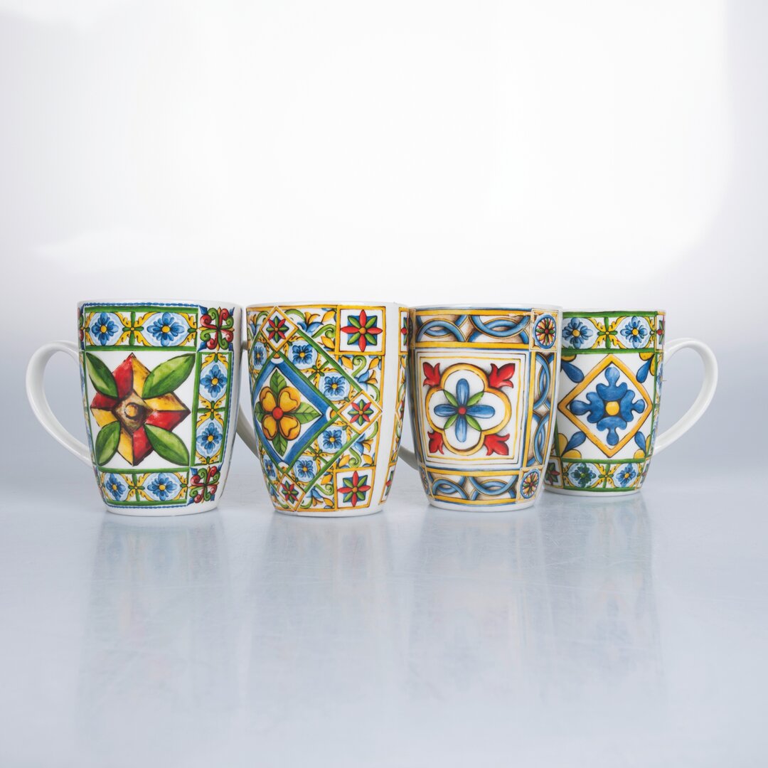 4-tlg. Kaffeebecher-Set Costiera aus Bone China