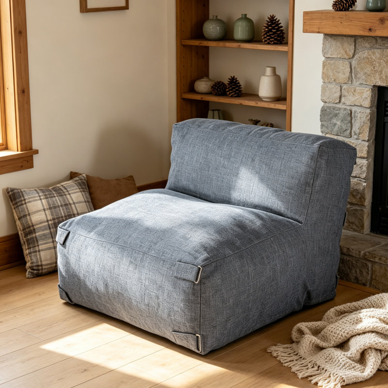 Pouf modulaire en forme de L, fauteuil de sol, housse amovible aspect lin pour salon et terrasse couverte
