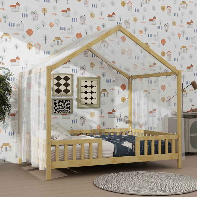 Lit pour enfant avec auvent Montessori, Double, Naturel