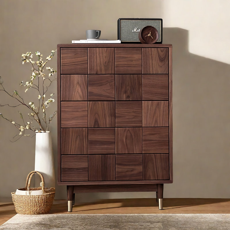 Commode d'appoint en noyer noir tout en bois massif