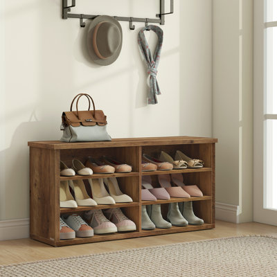 Shoe Bench, Storage Bench, 6 Compartments, Adjustable Shelves