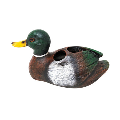 Resin Rustic Toothbrush Holder Mallard Duck Design