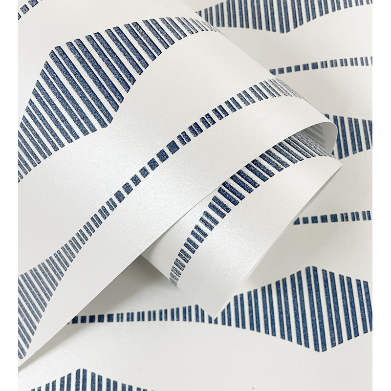 Rouleau de papier peint L 33 pi x l 20,9 po Aulea, Bleu céleste / perle