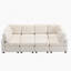 Canapé beige en chenille à accoudoirs carrés