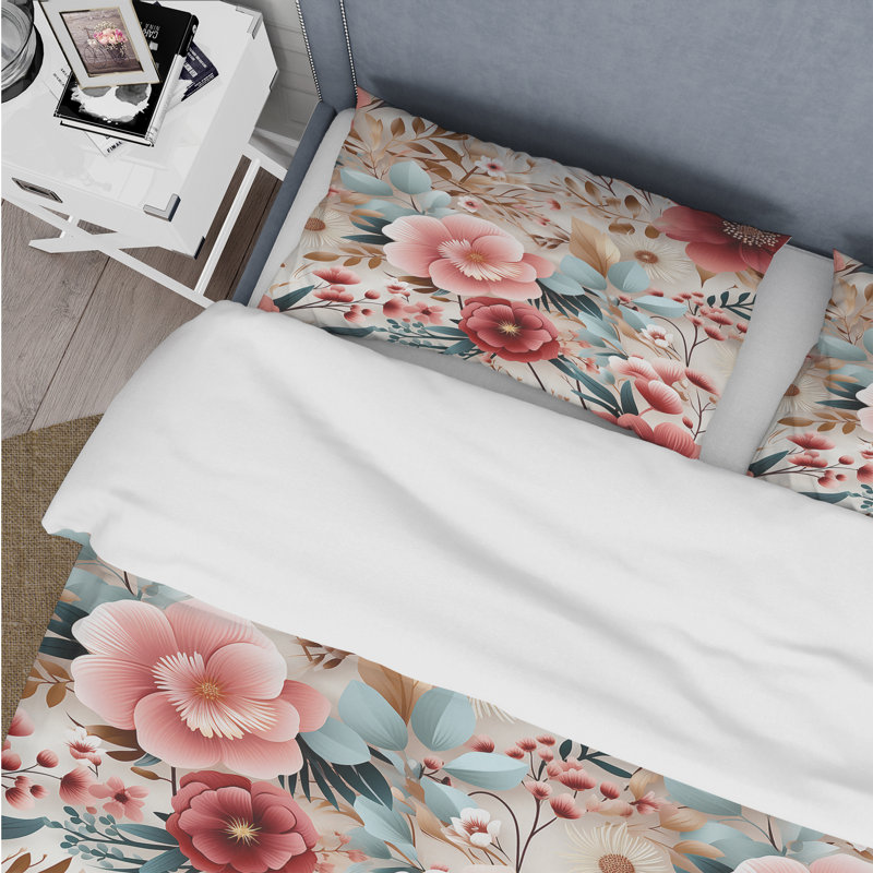Pastel Bohemian Bliss - Motif floral - Ensemble de housse de couette floral - Microfibre de polyester