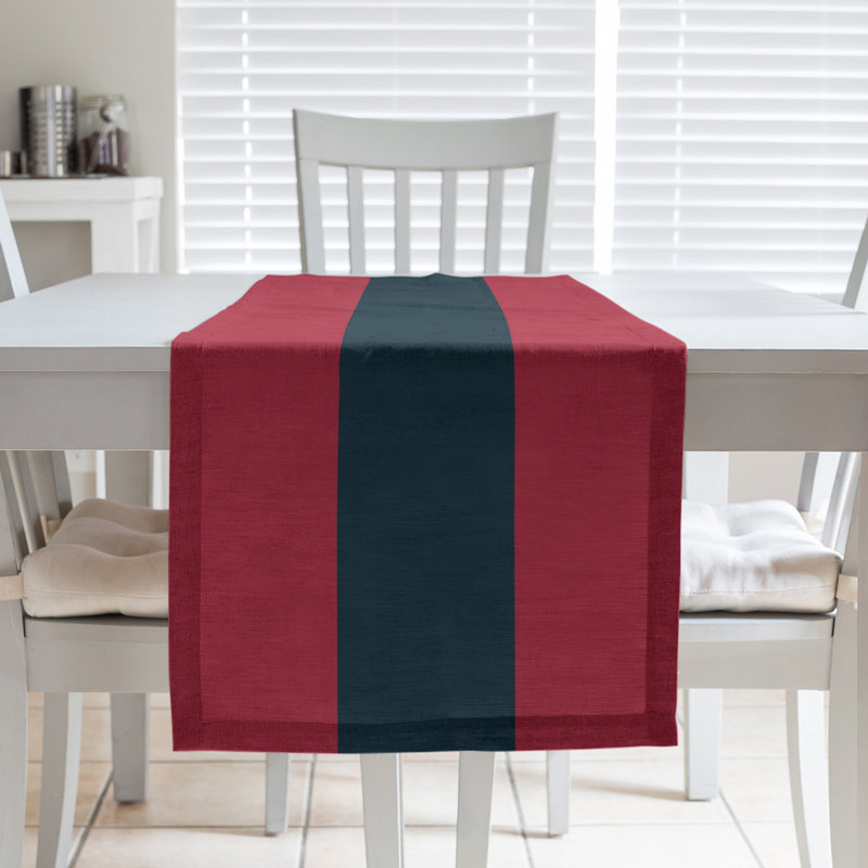 New Orleans Football Stripes Table Runner, 72" x 16", Polyester, Houston Throwback Football Cherry Red/Black