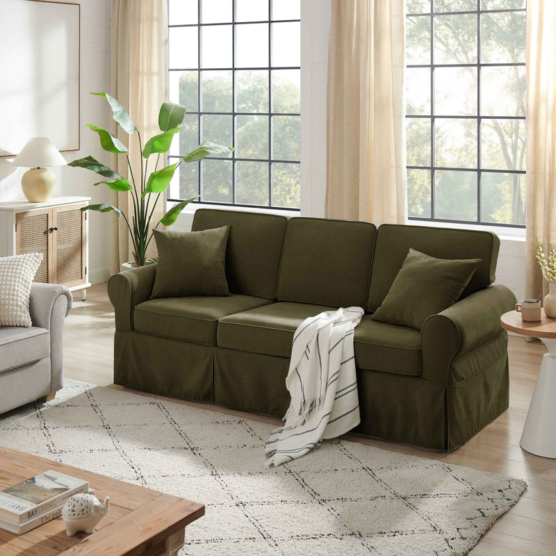 Fiona 222Cm Flared Arms Sofa, Olive