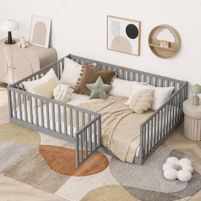 Floor Bed with High Fence Railings