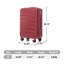 Valise à roulettes rigide 28 pouces en ABS rouge vin - Grande valise à carreaux pour un voyage prolongé