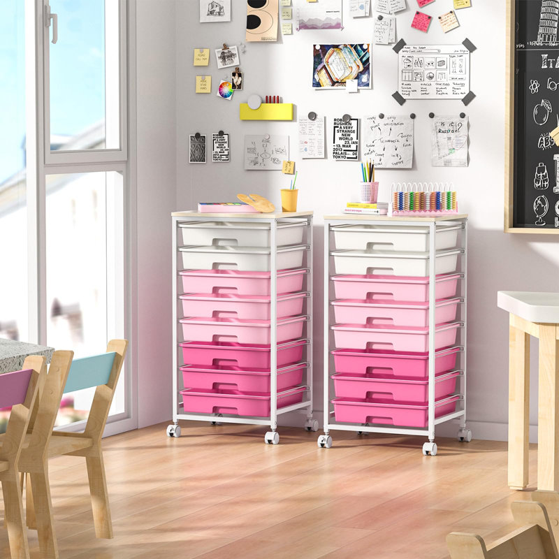 78.8cm H x 39.5cm W Utility Cart with Wheels, Pink