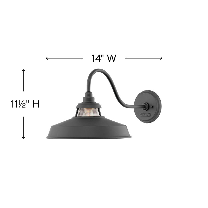 Troyer 1-Light Outdoor Wall Lantern, 11.5" H x 14" W x 24" D, Black