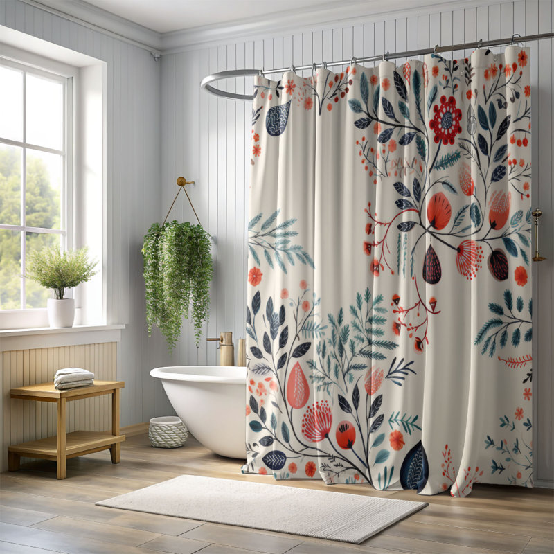 Rideaux de douche Tender Petal, H 74 po x l 71 po