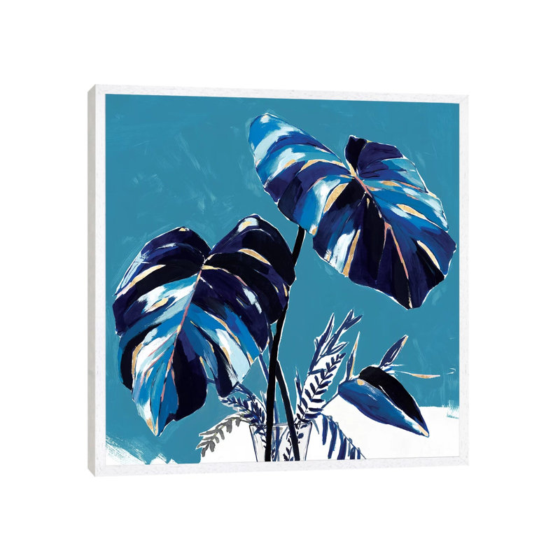 Swaying Palms II by Isabelle Z - Painting on Canvas, White Framed, 45.72 cm H x 45.72 cm W