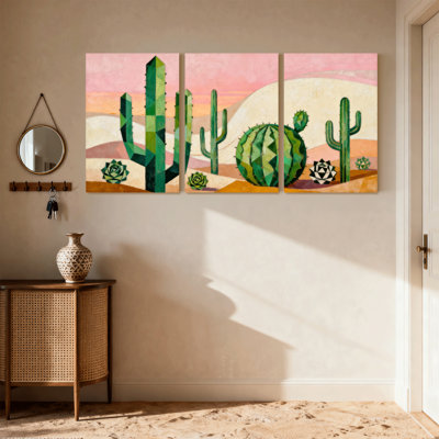 Cactus du désert, impression de paysage de cactus, ensemble de 3 impressions sur toile
